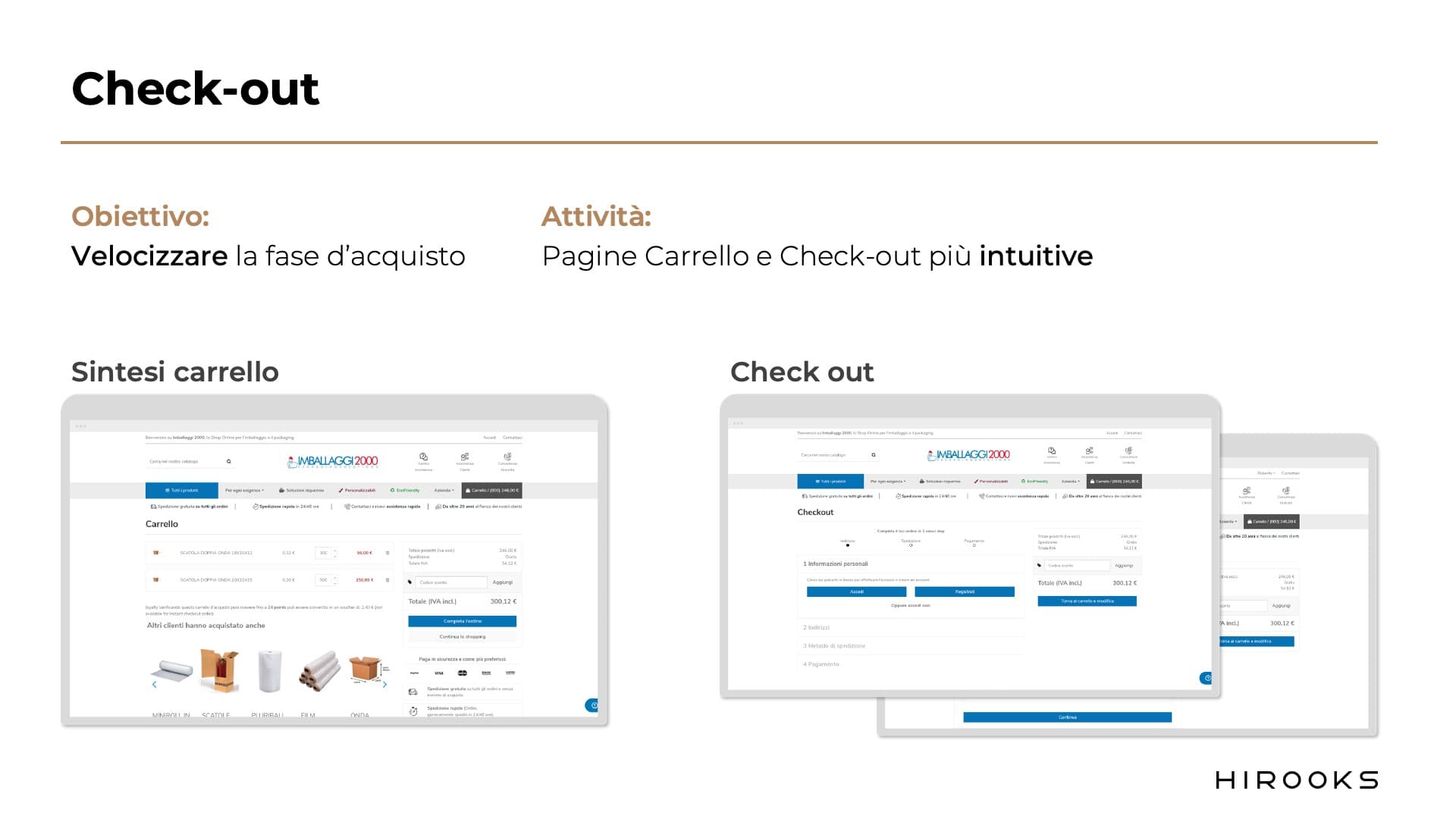 Funnel di check-out a più step di Imballaggi 2000